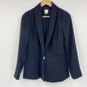J.Crew Factory One Button Classic Blazer Polyester Black Sz 2